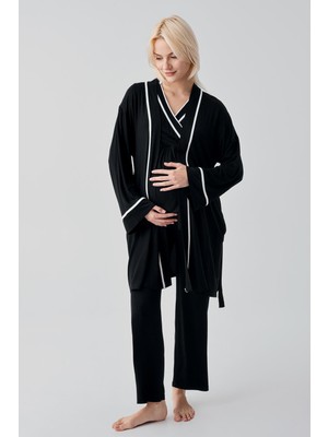 Artış Collection Kısa Kollu Emzirme Bölmeli Ayarlanabilir Bel Esnek Viskoz Hamile Pijama Takım 19317