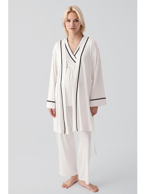 Artış Collection Kısa Kollu Emzirme Bölmeli Ayarlanabilir Bel Esnek Viskoz Hamile Pijama Takım 19317