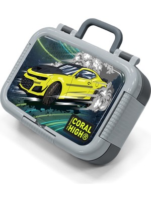 Coral High Kids Nefti Fosforlu Sarı Araba Desenli Paslanmaz Çelik Beslenme Kabı 39358