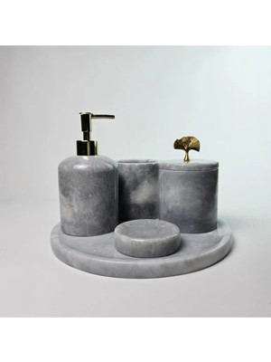 Ege Gross Tozlu Gümüş Mermer Banyo Seti 5li/gri Mermer Banyo Takımı