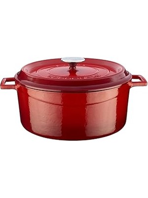 SHC4200 Lava Döküm Yuvarlak Tencere, Trendy, 28 Cm, 6.71 L Hacim, Kırmızı