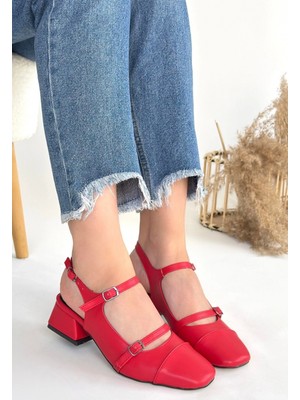 Erbilden Doran Kırmızı Cilt Topuklu Ayakkabı