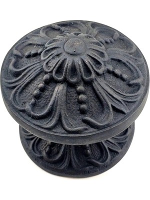 İnura Global Antika Tarz Dekoratif Pirinç Çiçekli Kapı Tokmağı - 80 mm Çap, Oksit