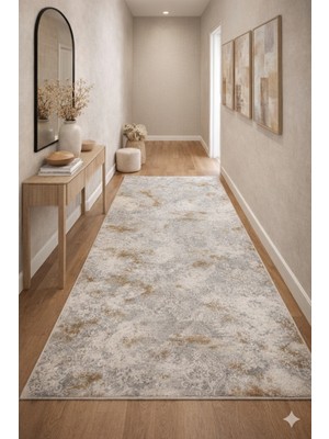 Babil Home Kaymaz Tabanlı Kesme  Salon Koridor Mutfak Yatak Odası Halısı 3018 Gri