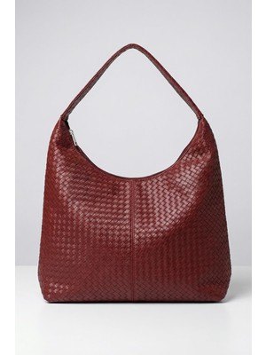 Rays 9230 Fermuarllı Örgülü Çanta Bordo