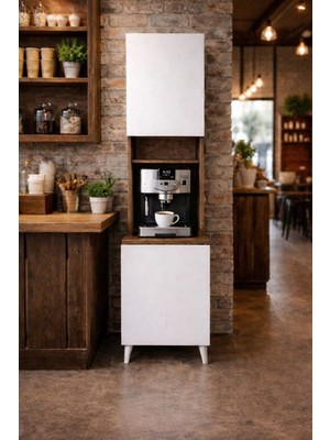 Mobilyacın  Yeni Nesil Çok Amaçlı Dolap 2 Kapaklı Kiler Mutfak Dolabı - Kahve Köşesi