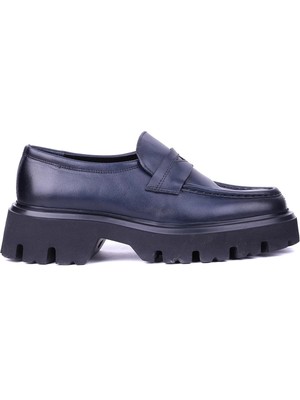 Shoetyle - Lacivert Hakiki Deri Erkek Loafer 115-K622