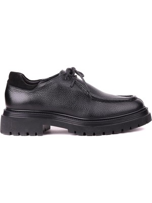Shoetyle - Siyah Renk Hakiki Deri Bağcıklı Erkek Günlük Ayakkabı 115-K600