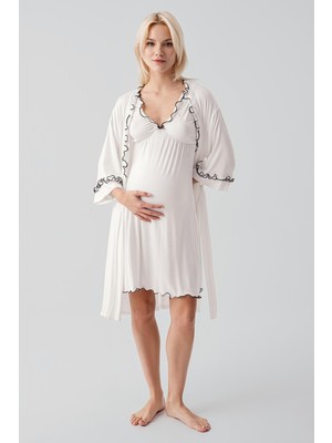 Artış Collection Askılı Kısa Esnek Viskoz Hamile Sabahlık Gecelik Takım 19400