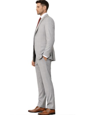 Fabio Cassel Slim Fit  Mono Yaka Çift Yırtmaçlı Astarlı Takım Elbise Yel