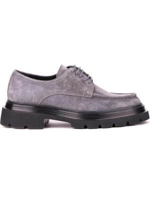 Shoetyle - Gri Hakiki Süet Bağcıklı Günlük Erkek Ayakkabı 115-K432
