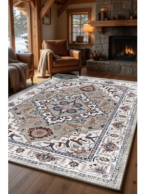 Kilim Home Açık Zemin Anadolu Motifli Dekoratif Kaymaz Tabanlı Salon Halısı