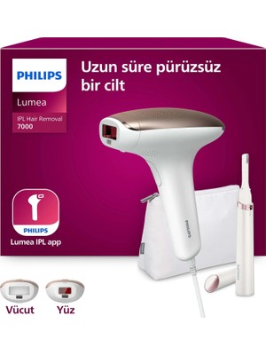 Philips Lumea 7000 Serisi BRI921/00 IPL Tüy Alma, Tüy Kısaltıcı,Vücut ve Yüz için 2 Başlık, Çanta
