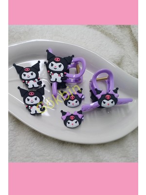 Gökbin Kadın Genç Anne Kız Çocuk Kuromi Mandal Toka Pens Toka Set Mor