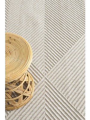 Koza Halı Retro Krem Krem Geometrik Desenli Tozumaz Salon Koridor Balkon Teras Bahçe Oturma Odası Halısı 19270A