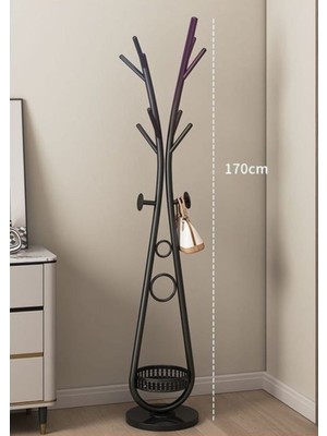 Trendesk Siyah Elbise Askılığı Raflı Design Konfeksiyon Askısı Ayaklı Askılık 30*170 cm 1113-CN