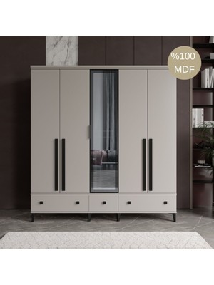 Comiet Premium Seri Mdf 5 Kapaklı Gardırop