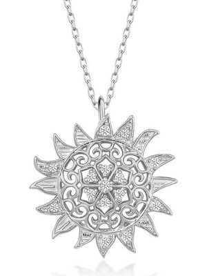 DMR Elegance Gümüş Güneş Kadın Kolye