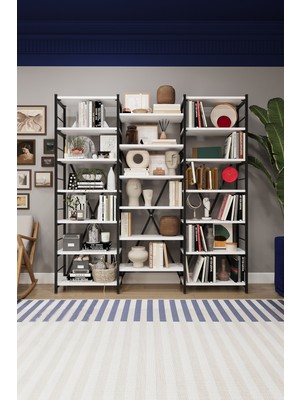 Asra Trend 6 RAFLI METAL KİTAPLIK ÜÇ MODÜL