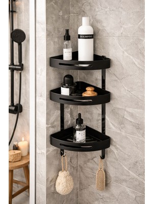 Viya Banyo Köşe Rafı Üçlü Paslanmaz Çelik