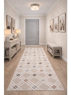 Babil Home Kaymaz Tabanlı Kesme  Salon Koridor Mutfak Yatak Odası Halısı 3010 Bej