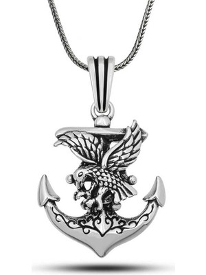 DMR Elegance Gümüş Kartal Figürlü Denizci Çapası Kolye