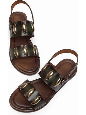 Tonny Black Kadın Yeşil Termo Taban Tokalı Tek Bantlı Sandalet