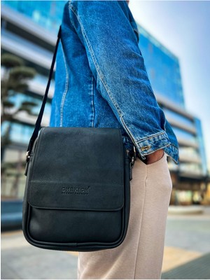 Nil Avm CNT009 - Cilt Deri Erkek Yan Omuz Çantası Sıyah