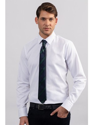 Tudors Erkek Modern Slim Fit Pamuklu Düz Beyaz Gömlek