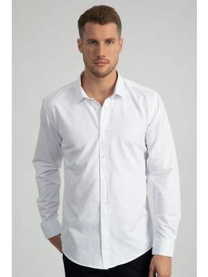 Tudors Modern Slim Fit Dar Kesim Armürlü Erkek Gömlek