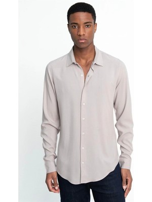 Tudors Slim Fit Dar Kesim Uzun Kol Dökümlü Viskon Şık Erkek Gömlek