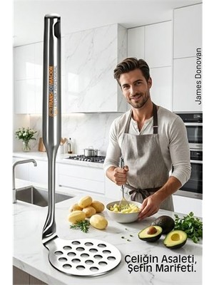 304 Paslanmaz Çelik Lüks Patates Ezici - 23 cm Profesyonel Püre Yapıcı & Mutfak Gereci