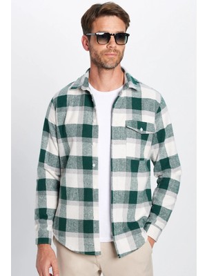 Tudors Erkek Slim Fit Dar Kesim Oduncu Tek Cepli Kareli Kışlık Gömlek