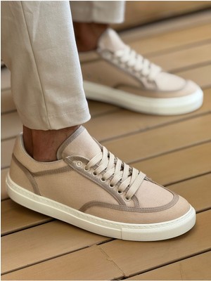 Nil Avm CH2505 - Keten Erkek Ayakkabı Bej/bej