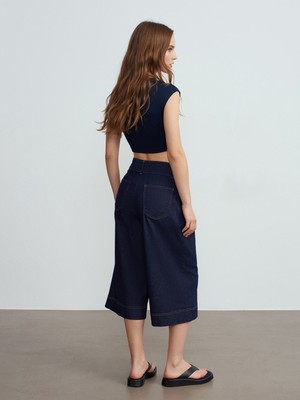 Dilvin 72292 Orta Bel Likralı Bermuda-Lacivert