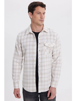 Tudors Erkek Slim Fit Dar Kesim Kareli Tek Cepli Oduncu Gömlek