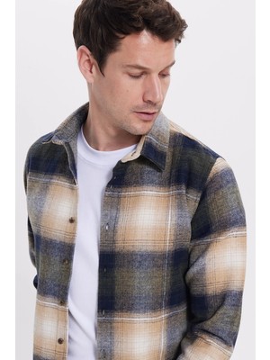Tudors Erkek Slim Fit Dar Kesim Kareli Kışlık Oduncu Gömlek