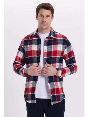 Tudors Erkek Slim Fit Dar Kesim Kareli Kışlık Oduncu Gömlek