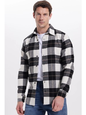 Tudors Erkek Slim Fit Dar Kesim Kareli Kışlık Oduncu Gömlek