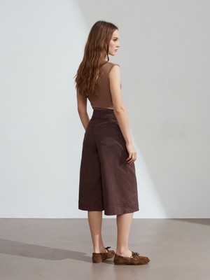 Dilvin 72291 Orta Bel Denim Bermuda-Kahve