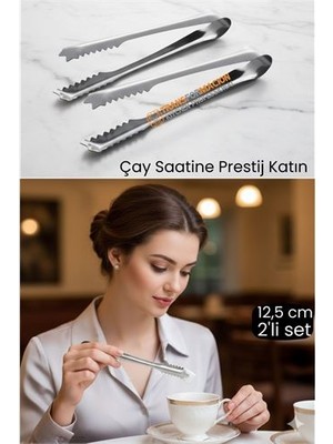 2 'li Paslanmaz Çelik Şeker Maşası - Profesyonel Sunum ve Servis Maşası Seti - 12.5 cm