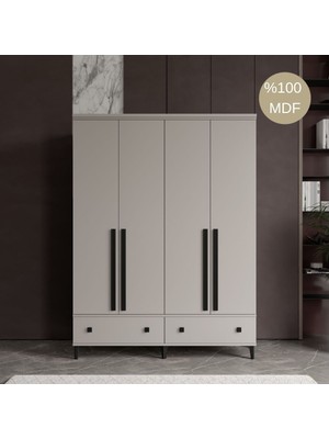 Comiet Premium Seri Mdf 4 Kapaklı Gardırop