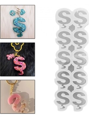 Epoksi Çoklu Silikon Kalıp Ş Harfi (Düz) Anahtarlık Reçine Seri Döküm Kalıbı 4.5 cm 10 Lu