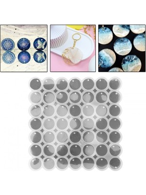 Epoksi Silikon Kalıp Çoklu Yuvarlak Delikli Anahtarlık Kolye Küpe Kalıbı 3.5 cm 49 Lu