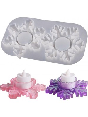 Epoksi Silikon Kalıp Taş Tozu Beton Kar Tanesi Şamdanlık Mum Tutucu Kalıbı 2 Li