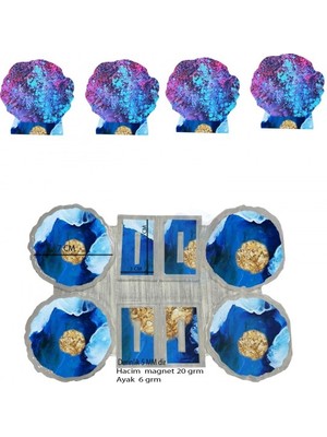Epoksi Silikon Kalıp Tırtıklı Kenar Ayaklı Magnet Kalıbı 7 cm 4 Lü
