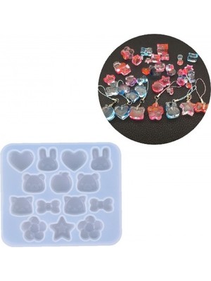 Epoksi Silikon Kalıp Çeşitli Mini Figürler Anahtarlık Kolye Kalıbı 14 Lü