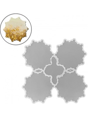 Epoksi Silikon Kalıp Dişli Motifli Bardak Altlığı Kalıbı 14.5 cm 4 Lü