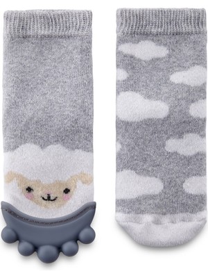 Babyjem Diş Kaşıyıcılı Havlu Bebek Çorabı Gri