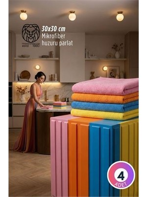 4'lü Lüks Mikrofiber Bez Seti: Iz Bırakmayan Ultra Emici